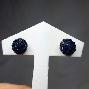 Navy Crystal Ball Stud Earrings